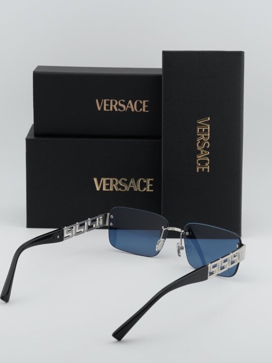 Versace VE2298 1001/80 Rectangle Sunglasses – Silver / Blue main image 5